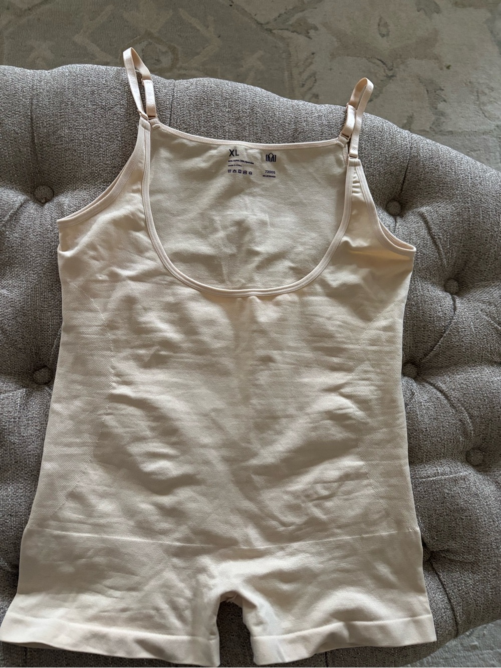 Shapermint Cream Sculpting Tank Bodysuit with Adjustable Straps